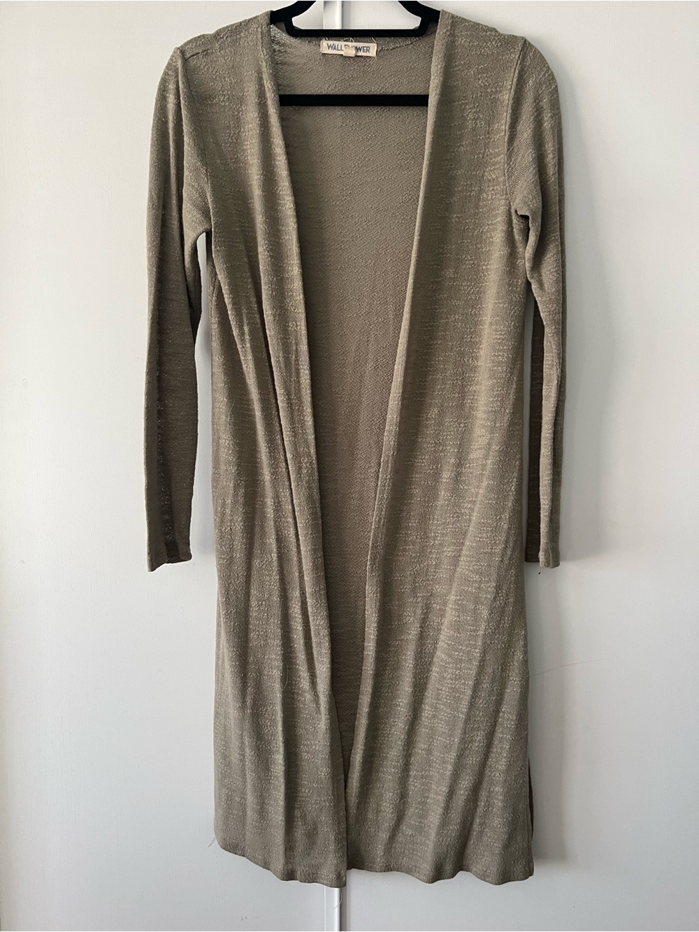 Wallflower Long Open-Front Cardigan in Taupe